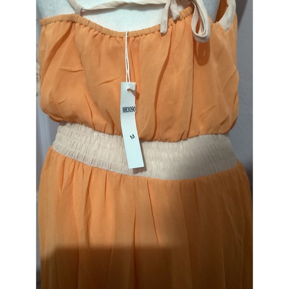 Lucy Paris Spaghetti Strap Orange Chevron Print Maxi Dress M - Picture 6 of 9